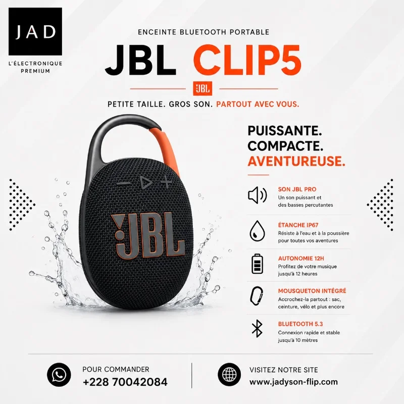 JBL Clip 5 – Enceinte Bluetooth Ultra-Portable
