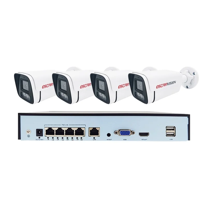 Oscar Vision – Kit de 4 Caméras Vidéosurveillance IP PoE 5MP