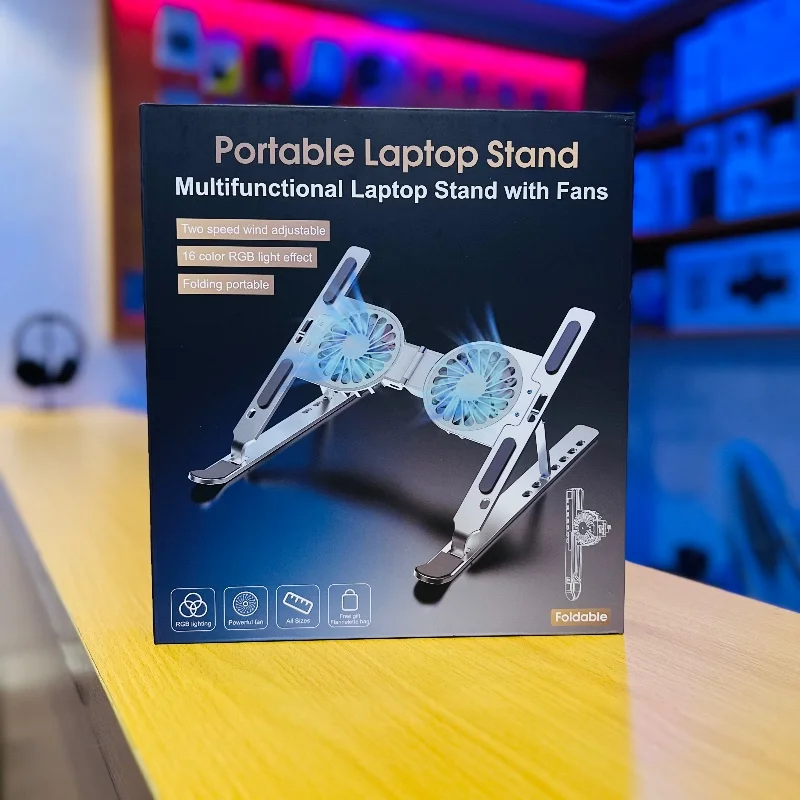 Support pour Ordinateur Portable Pliable avec Ventilateurs RGB — photo 1