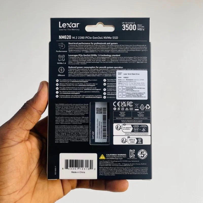 Lexar NM620 – SSD NVMe M.2 2280 PCIe 3.0 – 2 To 3