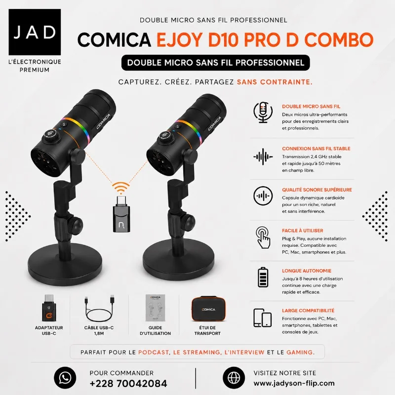 COMICA EJoy D10 Pro D Combo – Double Micro Sans Fil Professionnel — photo 1